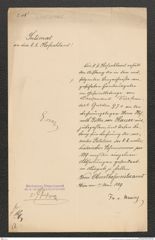 k.k. naturhistorisches Hofmuseum, Intendanzakten 1885-1896 (Hauer), Aktenzahl Z.305.a/1889, Seite 1